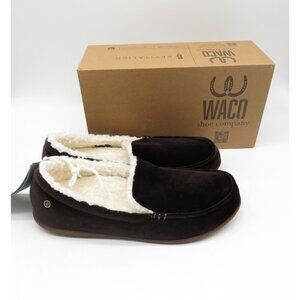 Waco Waverly Women's Velvet Moccasin Slippers Java Sherpa Lined 8 NEW $90